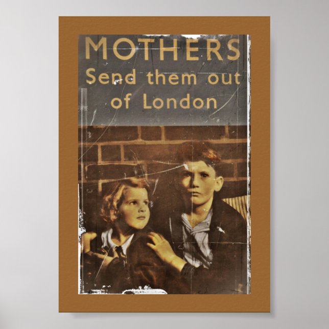 Pôster Serviço Público "Crianças Durante A Blitz" (Frente)