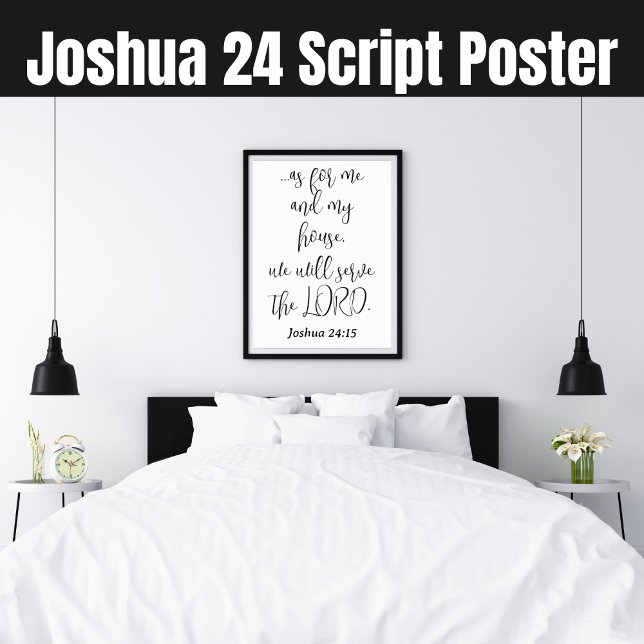 Poster Servir a Bíblia Lord KJV Verse Joshua 24 Script (Joshua 24 Script Poster)