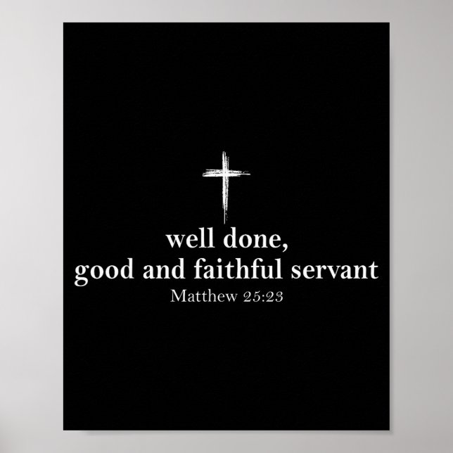 Poster Servo Bom E Fiel Bem Feito Cristão Bíbl (Frente)
