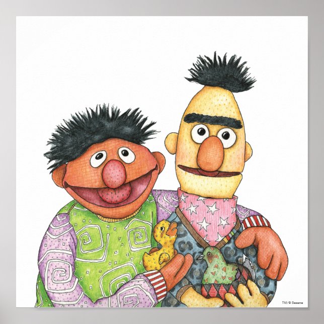Poster Sesame Street Bert e Ernie Watercolor (Frente)