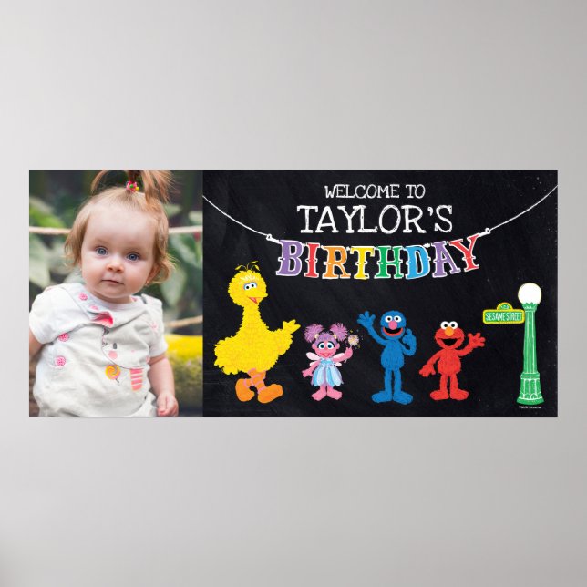 Poster Sesame Street Chalkboard Rainbow Birthday Bem-vind (Frente)
