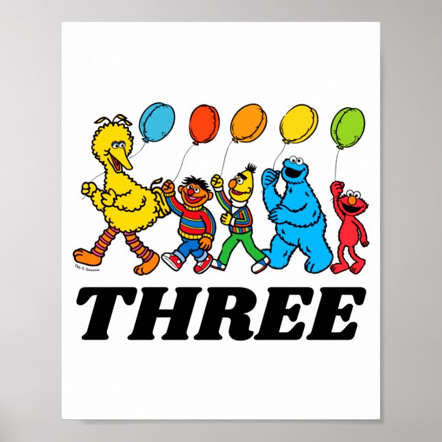 Poster Sesame Street Pals 3rd Birthday Balloons Toddler  (Frente)