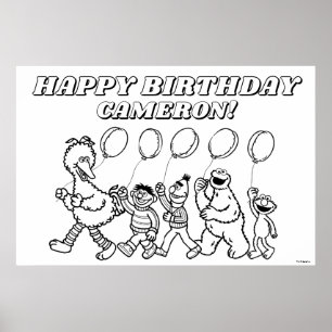 Poster Sesame Street Pals Balões Cores de Aniversário