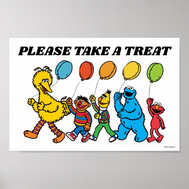 Poster Sesame Street Pals Balões de Aniversário Fazem Um  (Frente)
