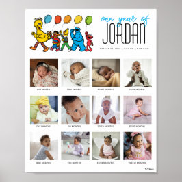 Poster Sesame Street Pals Balões Um Ano de 12 Meses