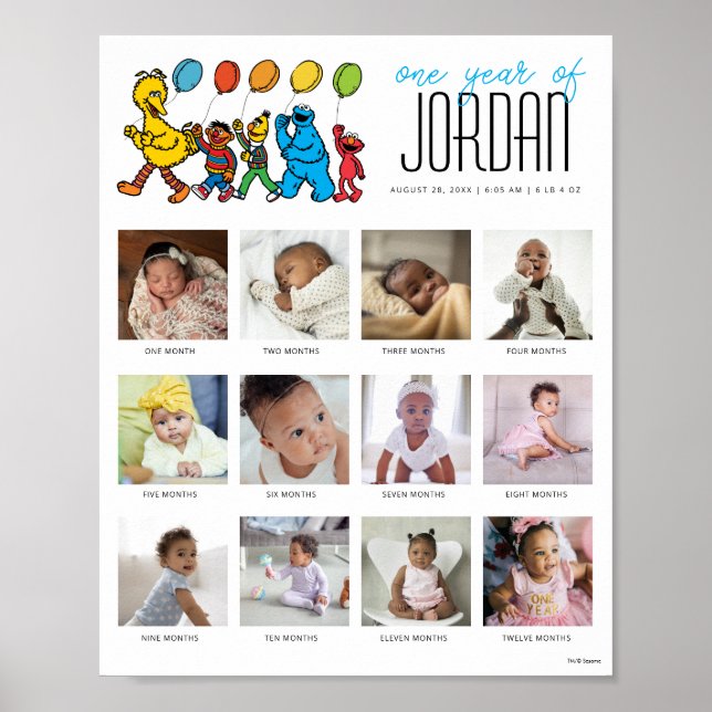 Poster Sesame Street Pals Balões Um Ano de 12 Meses (Frente)