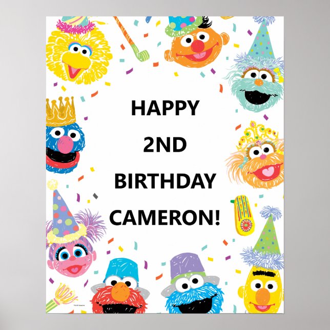 Poster Sesame Street Pals Confetti Aniversário (Frente)