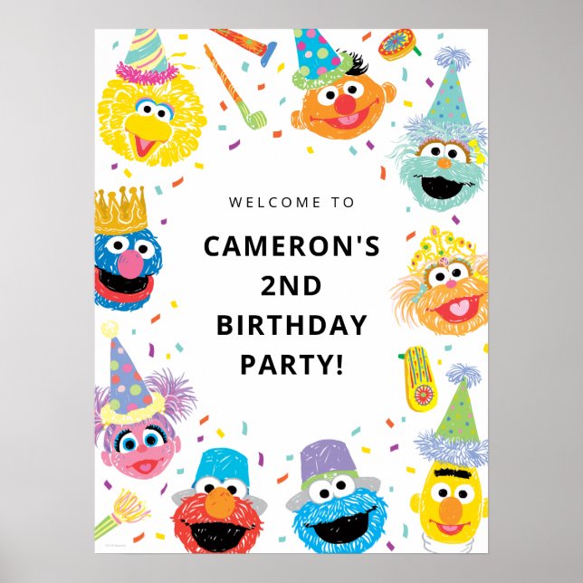 Poster Sesame Street Pals Confetti Aniversário Bem-vindo (Frente)