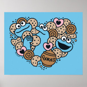 Poster Sésamo Sésamo   Cookie Monster Doodle Heart