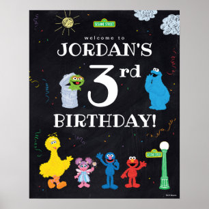 Poster Sésamo Street Pals   aniversário de 3 anos Welcome