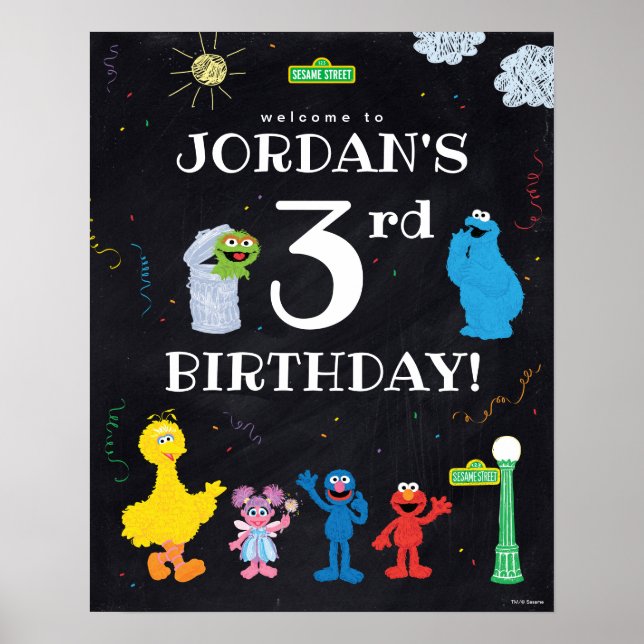 Poster Sésamo Street Pals | aniversário de 3 anos Welcome (Frente)