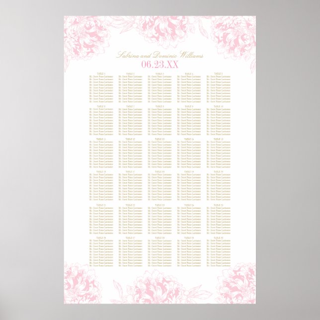 Poster Sessão de Casamento de Penas Douradas e Rosa Elega (Frente)