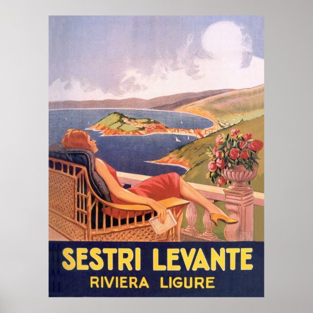 Poster Sestri Levante, Riviera Ligure, Itália (Frente)