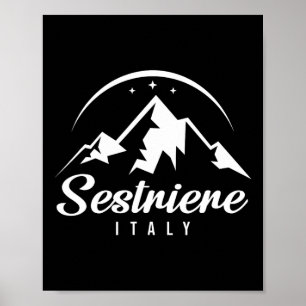 Poster Sestriere Itália Ski Resort Skibome Snowboard Sou