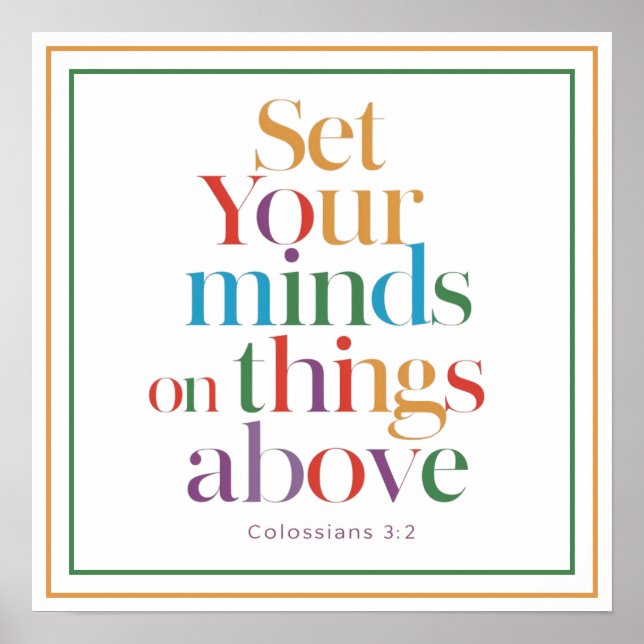 Poster Set Your Minds On Things Above Christian Quote (Frente)