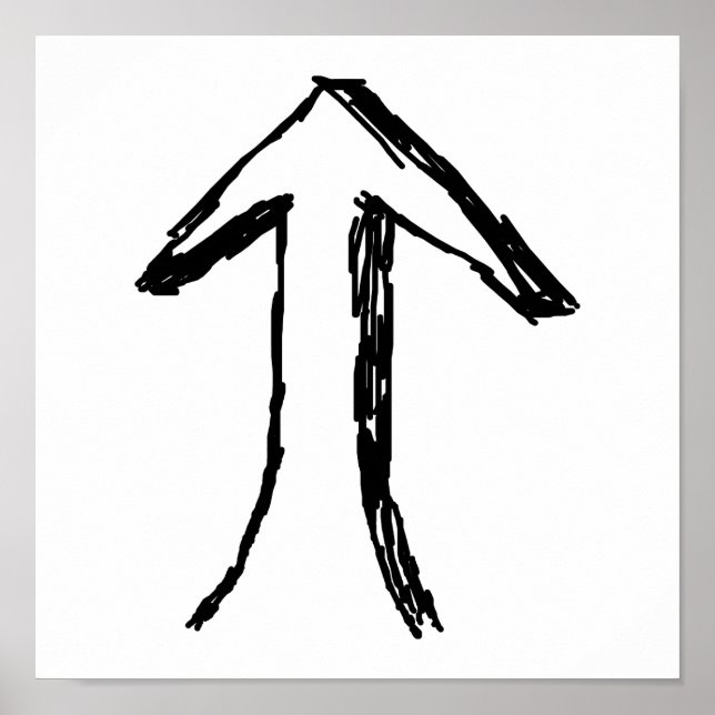 Poster Seta Apontando. Preto e Branco. (Frente)