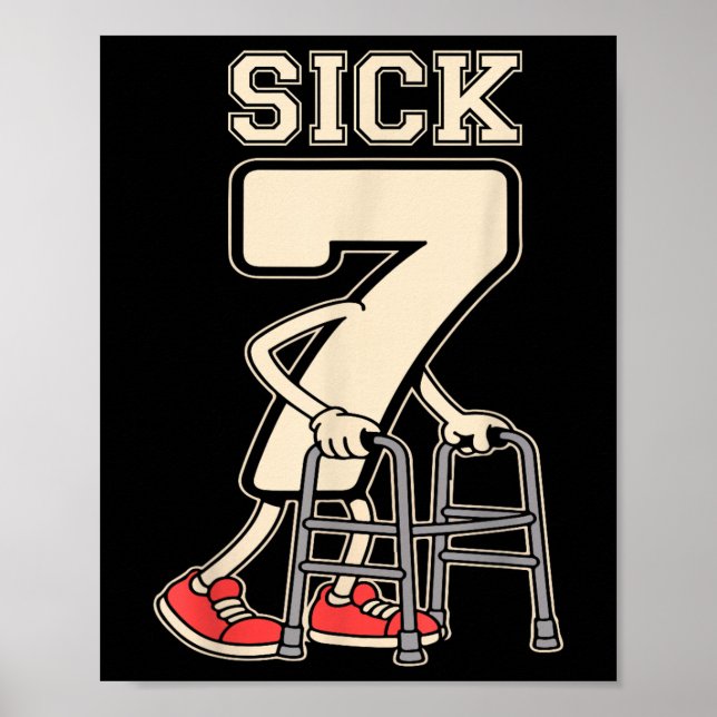Poster Sete Doente Meme 67 Engraçado Sete 7 Doente Com Um (Frente)