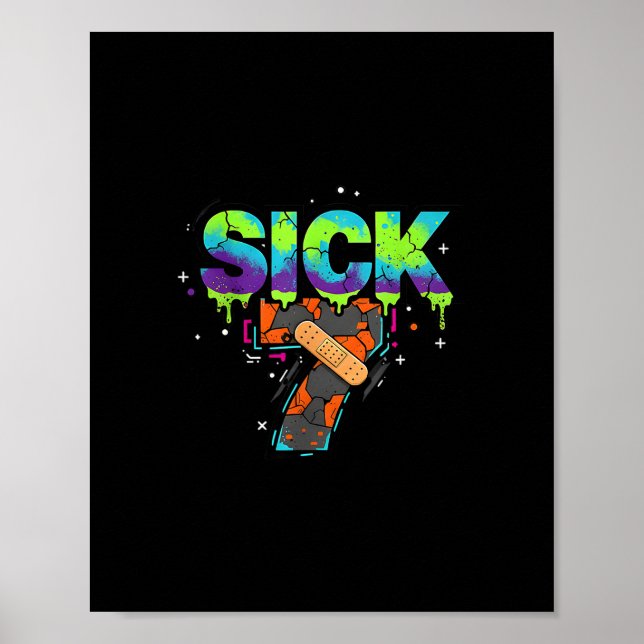 Poster Sete Doentes Meme Grafite Gotejamento Diversão Jog (Frente)
