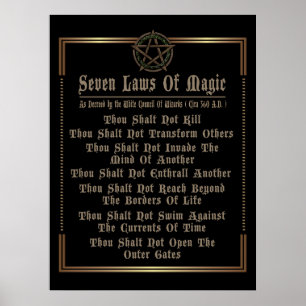 Poster Sete Leis De Preto Mágico E Dourado