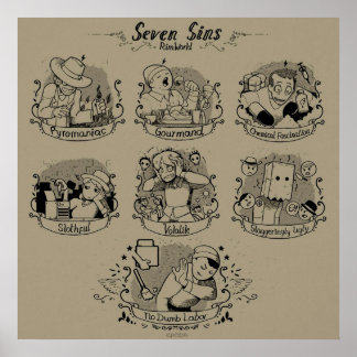 Poster Sete Pins Do RimWorld