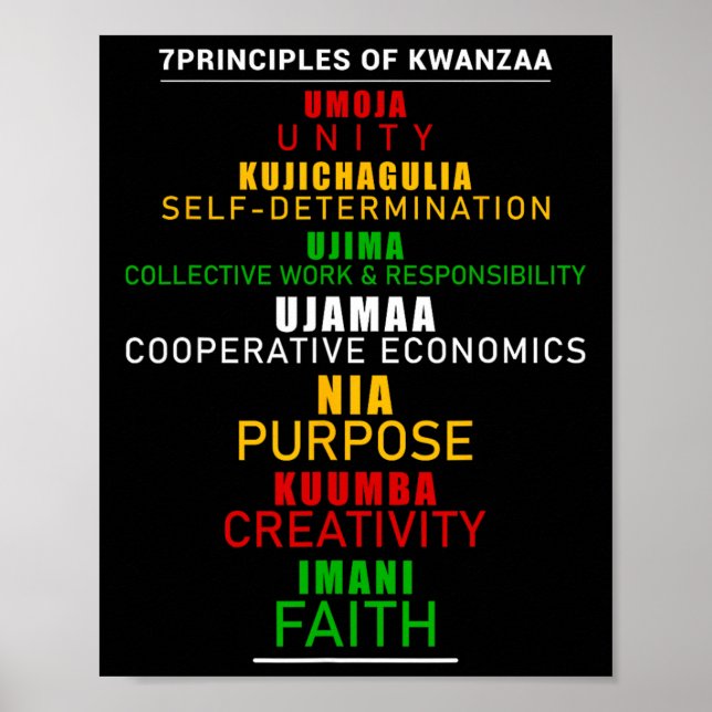Poster Sete Princípios Da África Do Natal De Kwanzaa (Frente)