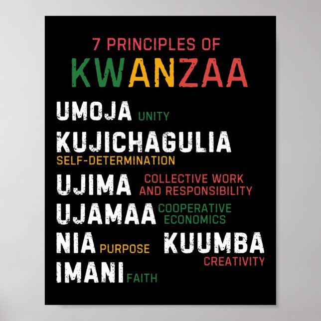 Poster Sete Princípios De Kwanzaa Happy Kwanzaa (Frente)
