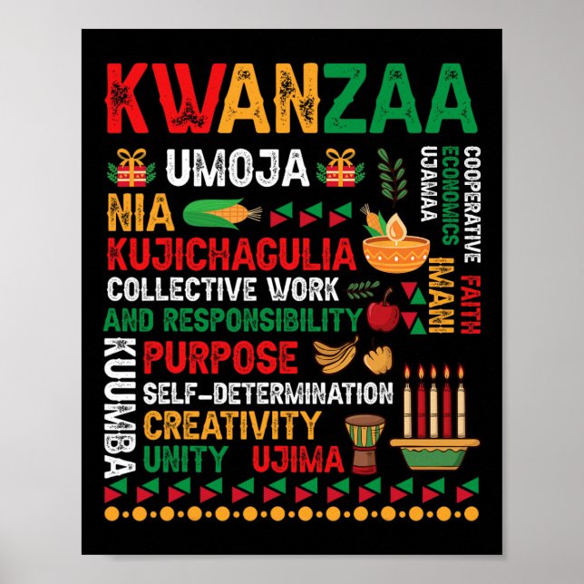 Poster Sete Princípios De Kwanzaa Orgulhosos Afro-America (Frente)