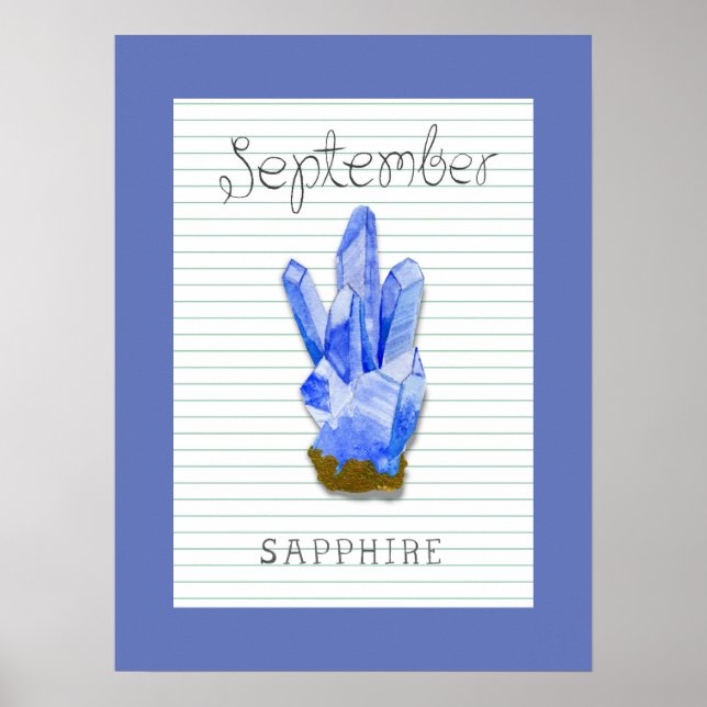 Poster Setembro de Birthstone Sapphire Trabalho de arte P (Frente)