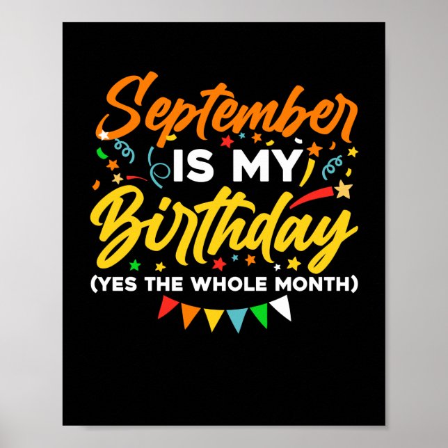 Poster Setembro É Meu Aniversário O Mês Todo Setembro (Frente)