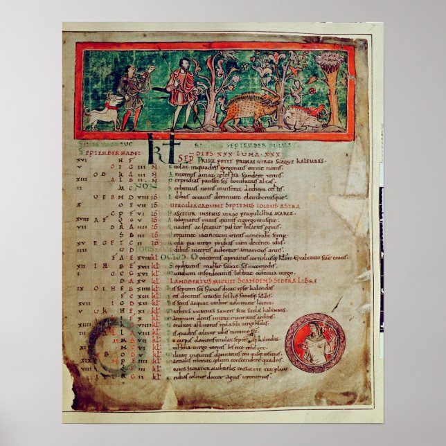 Poster Setembro: tending the boar, from a Calendário (Frente)