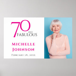 Poster Setenta e Fabuloso Minimal Rosa Aniversário de 70