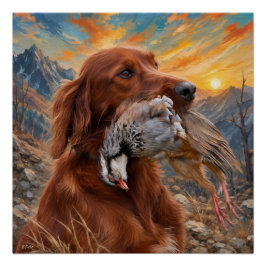 Pôster Setter Irlandês com Perdiz Chucar ,Arte