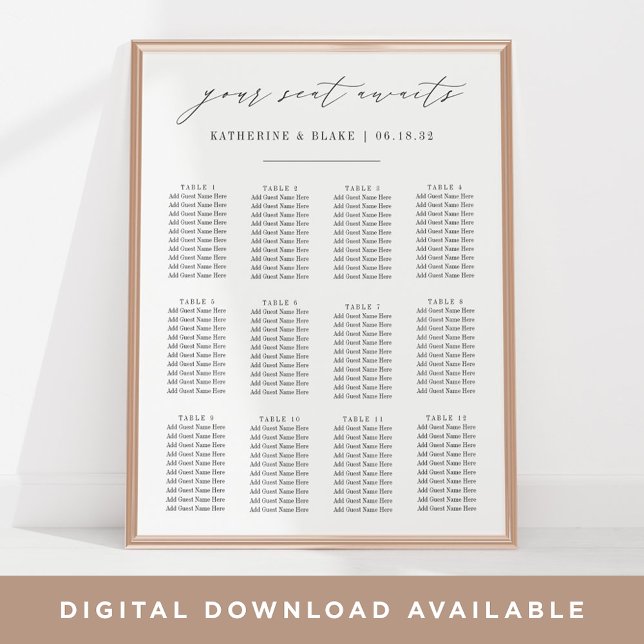 Poster Seu assento aguarda | Organograma De Casamento (Criador carregado)