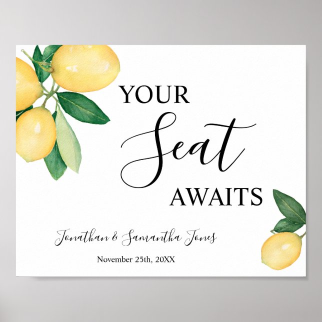 Poster Seu Assento Aguarda Sinal de Recepção de Casamento (Frente)