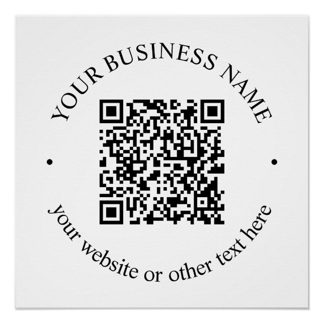 Pôster Seu código QR carregado mais texto circular editáv (Frente)