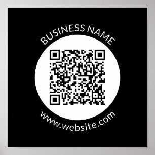 Poster Seu código QR carregado   Texto e Cores Editáveis