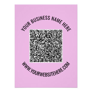 Pôster Seu código QR e Modelo de Poster de texto personal