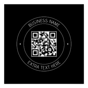 Pôster Seu código QR & Texto Editável Preto & Branco