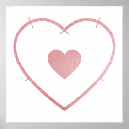 Poster Seu coração no meu coração Blush Pink Foil