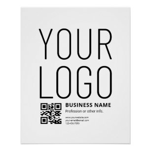 Pôster Seu logotipo c/ código QR e texto editáveis