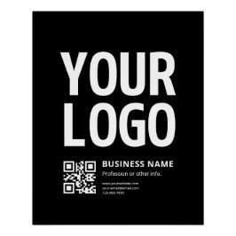 Pôster Seu logotipo c/ código QR e texto editáveis