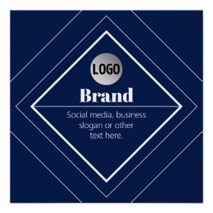 Pôster Seu Logotipo e Design Moderno Personalizável Azu