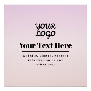 Pôster Seu logotipo e texto   Pink & Peach Ombre
