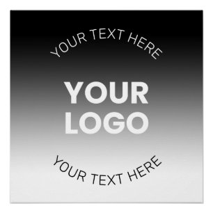 Pôster Seu Logotipo Gradiente Preto e Branco Editável M