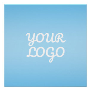 Pôster Seu Logotipo & Moderno Ombre Simples Azul Claro