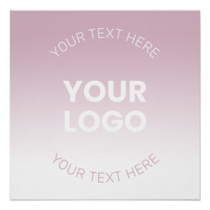 Pôster Seu Logotipo   Moderno Rosa Pó e Branco Ombre