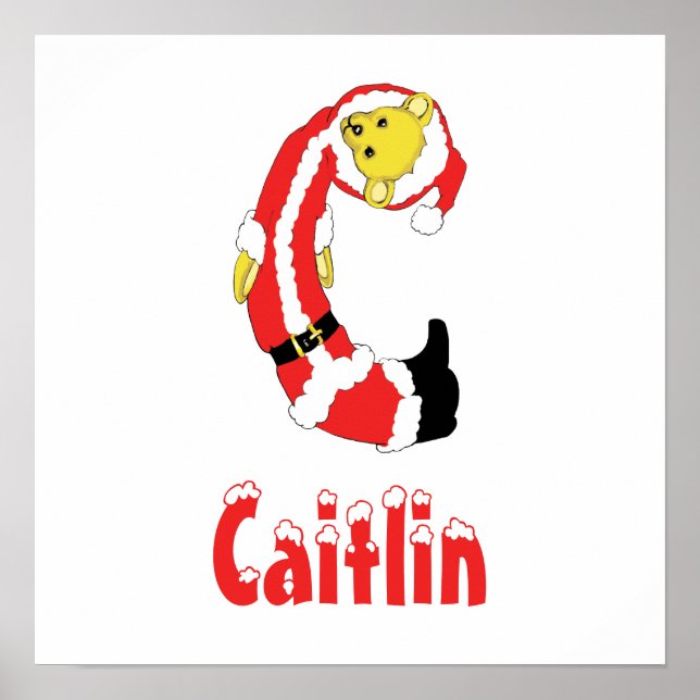 Poster Seu Nome Aqui! Letra personalizada C Teddy Bear Sa (Frente)