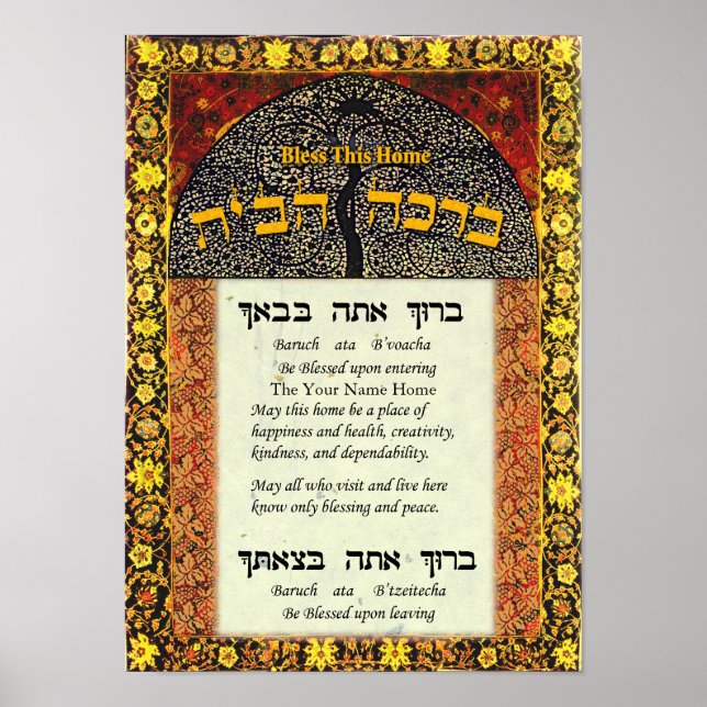 Pôster Seu nome bênção para a casa (Frente)