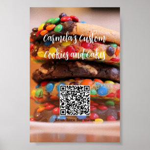 Poster Seu Nome Comercial Texto com Cookie de Código QR d