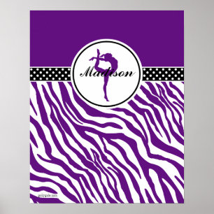 Pôster Seu nome é Zebra Print Gymnastics em Roxo